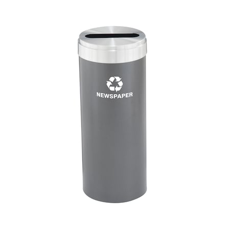 Glaro 12 gal Round Recycling Bin, Silver Vein/Satin Aluminum P-1232SV-SA-P3