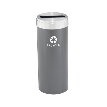 Glaro 12 gal Round Recycling Bin, Silver Vein/Satin Aluminum P-1232SV-SA-P5