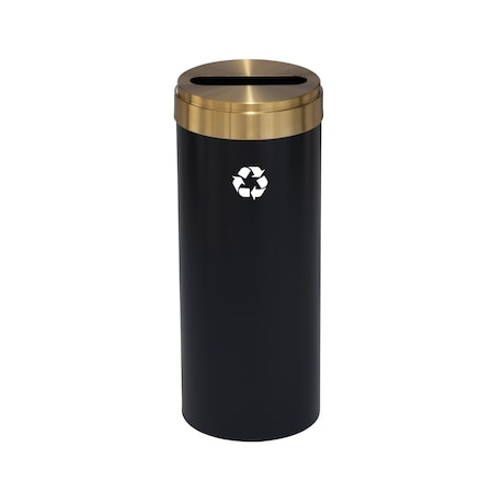 Glaro 15 gal Round Recycling Bin, Satin Black/Satin Brass P-1242BK-BE-P1