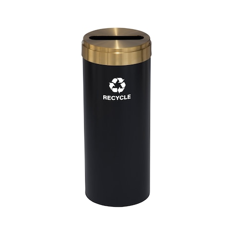 Glaro 15 gal Round Recycling Bin, Satin Black/Satin Brass P-1242BK-BE-P5