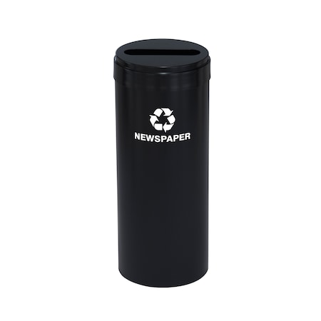 Glaro 15 gal Round Recycling Bin, Satin Black P-1242BK-BK-P3