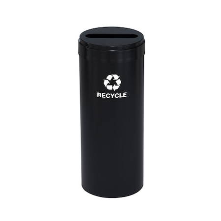 Glaro 15 gal Round Recycling Bin, Satin Black P-1242BK-BK-P5