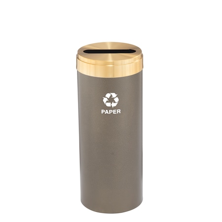 Glaro 15 gal Round Recycling Bin, Bronze Vein/Satin Brass P-1242BV-BE-P2