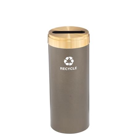 Glaro 15 gal Round Recycling Bin, Bronze Vein/Satin Brass P-1242BV-BE-P5