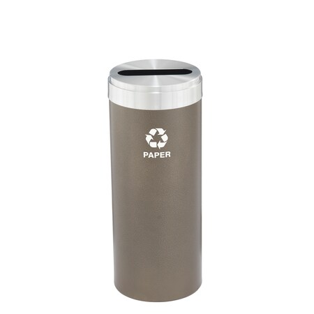 Glaro 15 gal Round Recycling Bin, Bronze Vein/Satin Aluminum P-1242BV-SA-P2