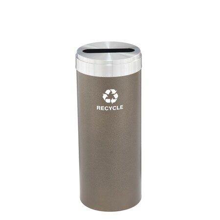 Glaro 15 gal Round Recycling Bin, Bronze Vein/Satin Aluminum P-1242BV-SA-P5