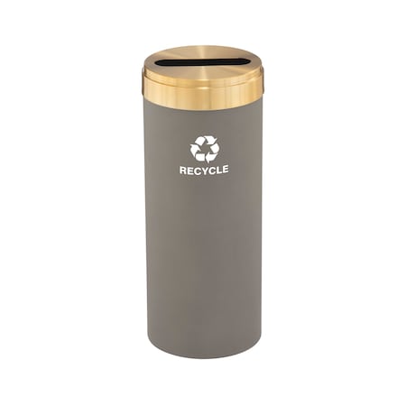 Glaro 15 gal Round Recycling Bin, Nickel/Satin Brass P-1242NK-BE-P5
