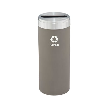 Glaro 15 gal Round Recycling Bin, Nickel/Satin Aluminum P-1242NK-SA-P2