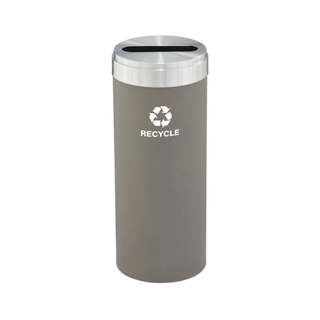 Glaro 15 gal Round Recycling Bin, Nickel/Satin Aluminum P-1242NK-SA-P5