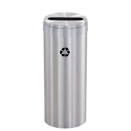 Glaro 15 gal Round Recycling Bin, Satin Aluminum P-1242SA-SA-P1