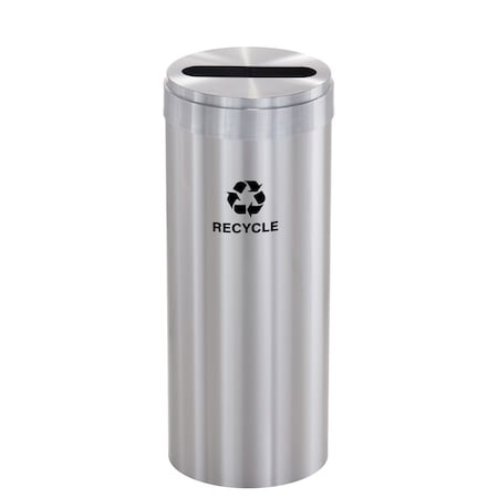 Glaro 15 gal Round Recycling Bin, Satin Aluminum P-1242SA-SA-P5