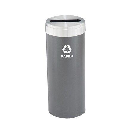 Glaro 15 gal Round Recycling Bin, Silver Vein/Satin Aluminum P-1242SV-SA-P2