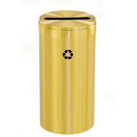 Glaro 16 gal Round Recycling Bin, Satin Brass P-1532BE-BE-P1