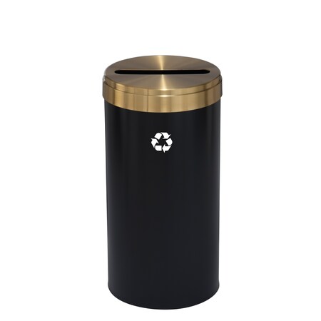 Glaro 16 gal Round Recycling Bin, Satin Black/Satin Brass P-1532BK-BE-P1