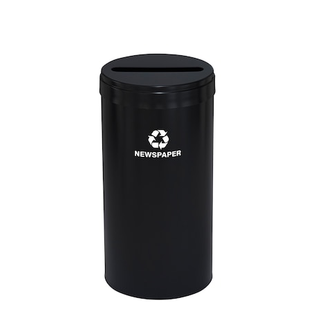 Glaro 16 gal Round Recycling Bin, Satin Black P-1532BK-BK-P3