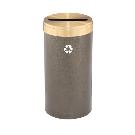 Glaro 16 gal Round Recycling Bin, Bronze Vein/Satin Brass P-1532BV-BE-P1
