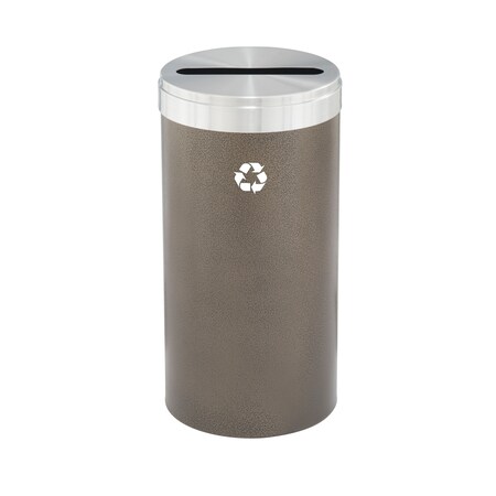 Glaro 16 gal Round Recycling Bin, Bronze Vein/Satin Aluminum P-1532BV-SA-P1