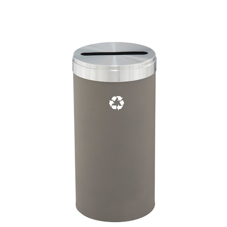 Glaro 16 gal Round Recycling Bin, Nickel/Satin Aluminum P-1532NK-SA-P1