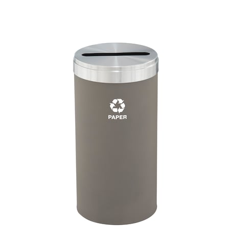 Glaro 16 gal Round Recycling Bin, Nickel/Satin Aluminum P-1532NK-SA-P2