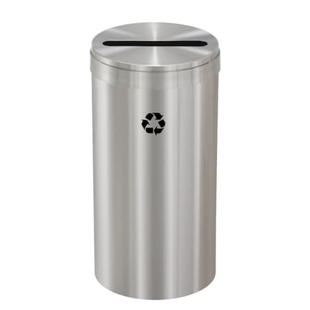 Glaro 16 gal Round Recycling Bin, Satin Aluminum P-1532SA-SA-P1