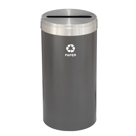 Glaro 16 gal Round Recycling Bin, Silver Vein/Satin Aluminum P-1532SV-SA-P2