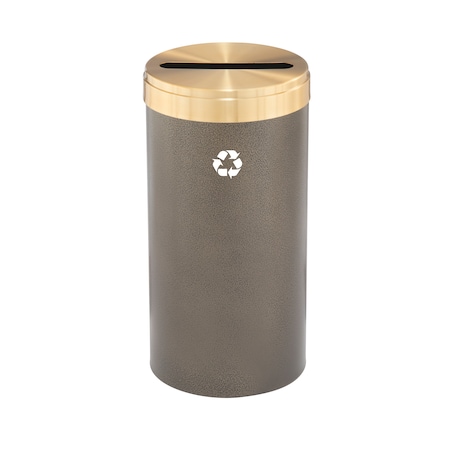 Glaro 23 gal Round Recycling Bin, Bronze Vein/Satin Brass P-1542BV-BE-P1