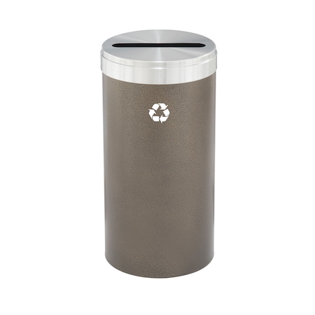 Glaro 23 gal Round Recycling Bin, Bronze Vein/Satin Aluminum P-1542BV-SA-P1
