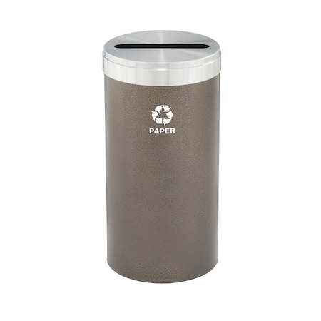 Glaro 23 gal Round Recycling Bin, Bronze Vein/Satin Aluminum P-1542BV-SA-P2