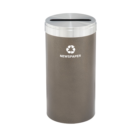 Glaro 23 gal Round Recycling Bin, Bronze Vein/Satin Aluminum P-1542BV-SA-P3