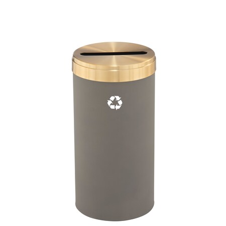 Glaro 23 gal Round Recycling Bin, Nickel/Satin Brass P-1542NK-BE-P1