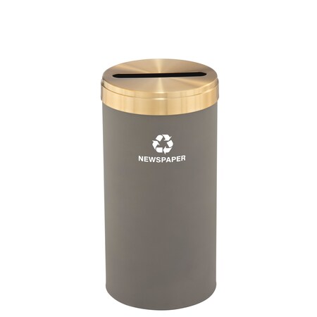 Glaro 23 gal Round Recycling Bin, Nickel/Satin Brass P-1542NK-BE-P3