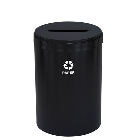 Glaro 33 gal Round Recycling Bin, Satin Black P-2032BK-BK-P2