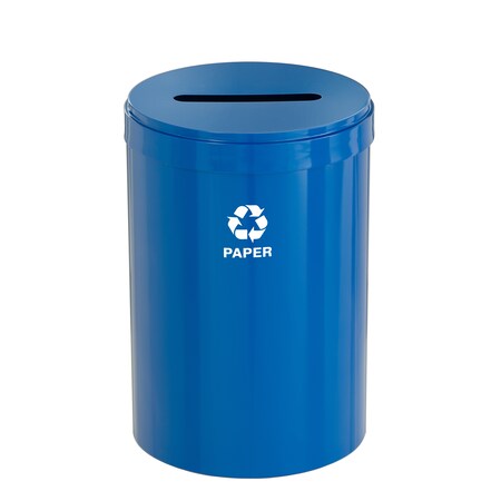 Glaro 33 gal Round Recycling Bin, Blue P-2032BL-BL-P2