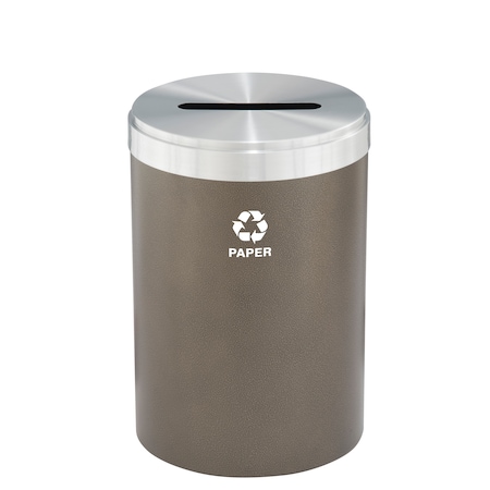 Glaro 33 gal Round Recycling Bin, Bronze Vein/Satin Aluminum P-2032BV-SA-P2