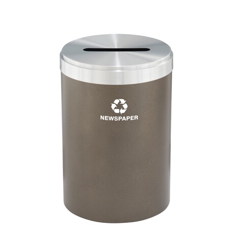 Glaro 33 gal Round Recycling Bin, Bronze Vein/Satin Aluminum P-2032BV-SA-P3