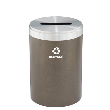 Glaro 33 gal Round Recycling Bin, Bronze Vein/Satin Aluminum P-2032BV-SA-P5
