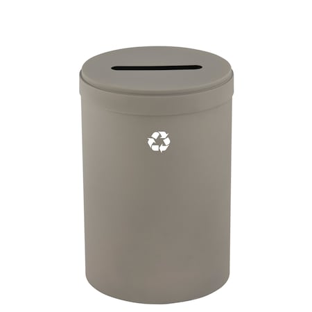Glaro 33 gal Round Recycling Bin, Nickel P-2032NK-NK-P1