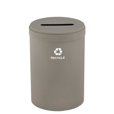 Glaro 33 gal Round Recycling Bin, Nickel P-2032NK-NK-P5