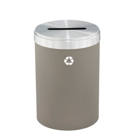 Glaro 33 gal Round Recycling Bin, Nickel/Satin Aluminum P-2032NK-SA-P1