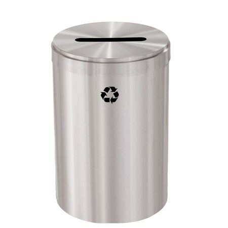 Glaro 33 gal Round Recycling Bin, Satin Aluminum P-2032SA-SA-P1