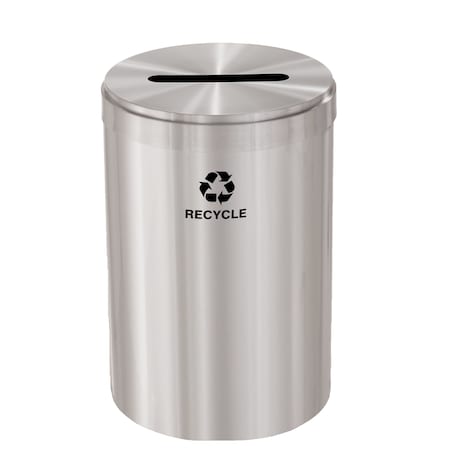 Glaro 33 gal Round Recycling Bin, Satin Aluminum P-2032SA-SA-P5