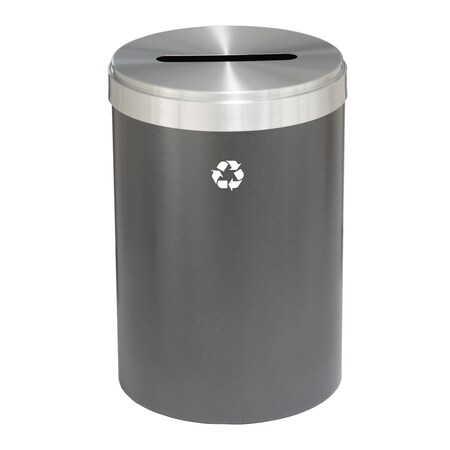 Glaro 33 gal Round Recycling Bin, Silver Vein/Satin Aluminum P-2032SV-SA-P1