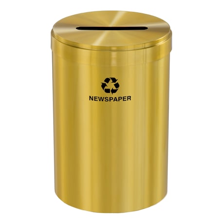 Glaro 41 gal Round Recycling Bin, Satin Brass P-2042BE-BE-P3