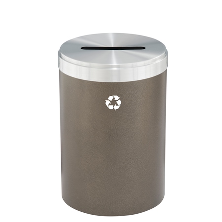 Glaro 41 gal Round Recycling Bin, Bronze Vein/Satin Aluminum P-2042BV-SA-P1