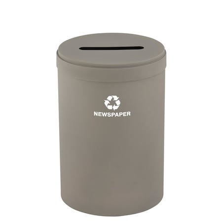 Glaro 41 gal Round Recycling Bin, Nickel P-2042NK-NK-P3