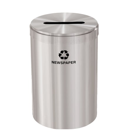 Glaro 41 gal Round Recycling Bin, Satin Aluminum P-2042SA-SA-P3