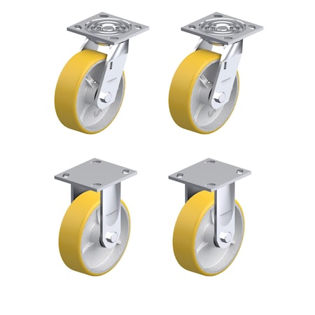 Pegasus Swivel/Rigid Casters, 6 x 2 in Wheel, PK4 P21-UY060K-14-SET