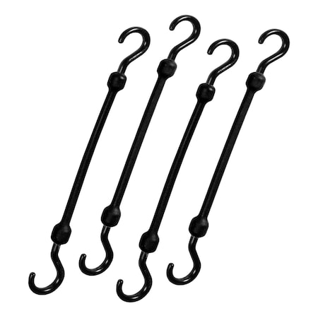 The Perfect Bungee 12 in Heavy Duty Poly Cord, Nylon Hooks, Black, 4-Count PC12BK4PK