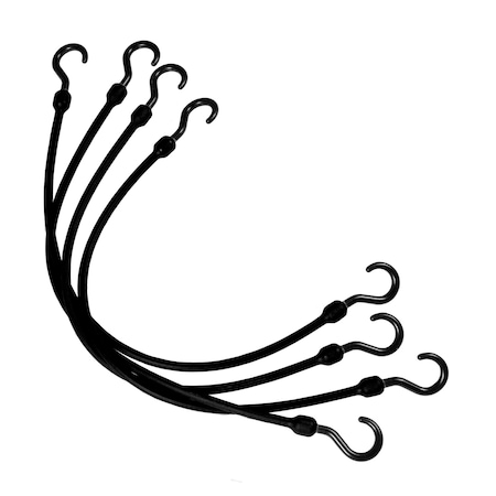 The Perfect Bungee 24 in Heavy Duty Poly Cord, Nylon Hooks, Black, 4-Count PC24BK4PK