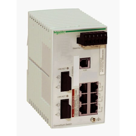 Schneider Electric Network switch, Modicon Networking, basic managed, 6 ports for copper, 2 ports for fiber optic, multimode TCSESB083F2CU0